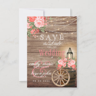 Bewaar de datum Houten vat, slingerlichtjes - Kora Save The Date