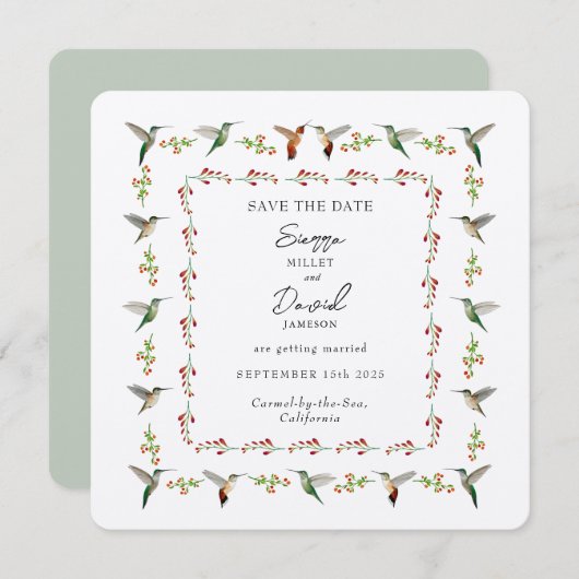 Bewaar de datum Hummingbird (Voorkant / Achterkant)