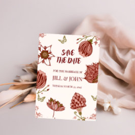 Bewaar de datum Huwelijk Botanische Illustratie  Save The Date