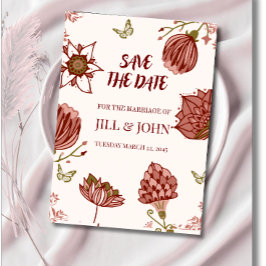 Bewaar de datum Huwelijk Botanische Illustratie  Save The Date