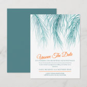 Bewaar de datum huwelijksplan wijziging blauwe pal save the date (Voorkant / Achterkant)