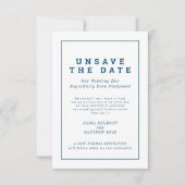 Bewaar de datum huwelijksplanwijziging uitgesteld save the date (Voorkant)