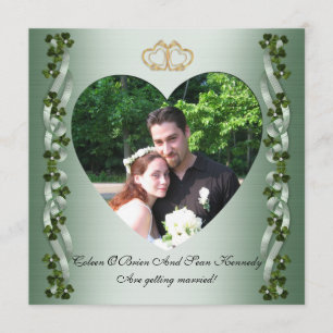 Bewaar de datum Ierse bruiloft klaver en linten Kaart