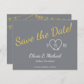 Bewaar de datum in geel en grijs save the date (Voorkant / Achterkant)