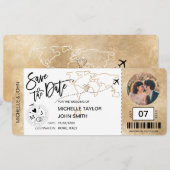 Bewaar de datum instapkaart Eenvoudige Wereldkaart Kaart (Voorkant / Achterkant)