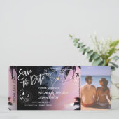 Bewaar de datum instapkaart Palm Beach uitnodiging (Staand voorkant)