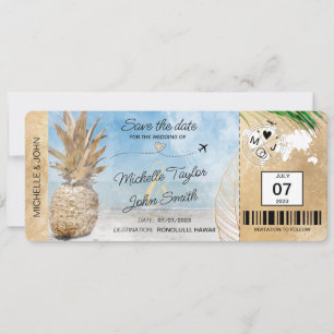 Bewaar de datum instapkaart Wereldkaart Ananas In Kaart