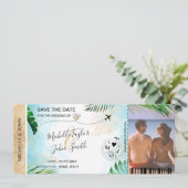 Bewaar de datum instapkaart Wereldkaart Strand Fot Kaart (Staand voorkant)