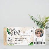 Bewaar de datum instapkaart Wereldkaart Strand Fot Kaart (Staand voorkant)