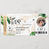 Bewaar de datum instapkaart Wereldkaart Strand Fot Kaart (Voorkant / Achterkant)