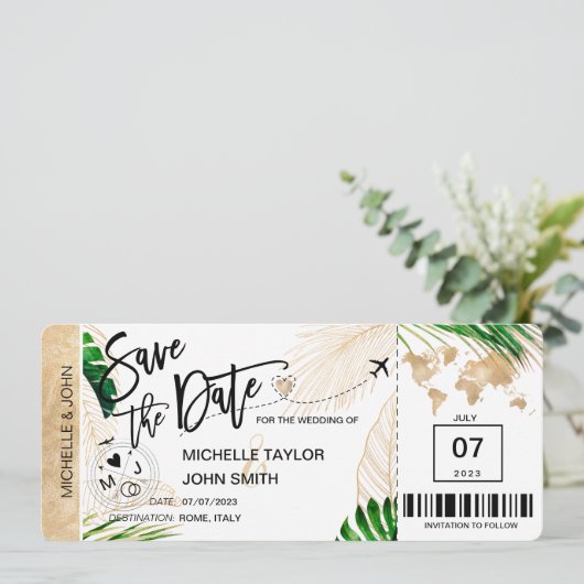 Bewaar de datum instapkaart Wereldkaart Strand Uit Kaart (Staand voorkant)