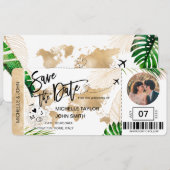 Bewaar de datum instapkaart Wereldkaart strandfoto Kaart (Voorkant / Achterkant)