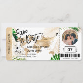 Bewaar de datum instapkaart Wereldkaart strandfoto Kaart (Voorkant)