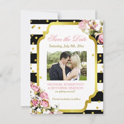 Bewaar de datum Inzet Confetti Rozen Baby's adem Save The Date (Voorkant)