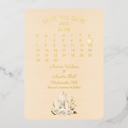 Bewaar de datum juni 2026 Trouwdag Folie Uitnodiging (Voorkant)