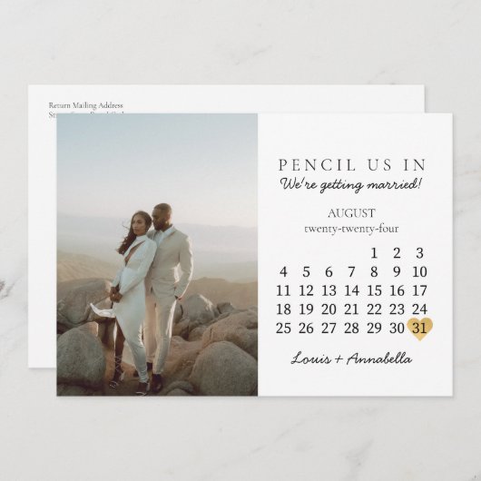 Bewaar de datum Kalender augustus 2024 Maand Brief Kaart (Voorkant / Achterkant)