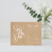 Bewaar de datum kalender gouden hart briefkaart (Staand voorkant)