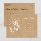 Bewaar de datum kalender gouden hart rustieke kraf briefkaart (Voorkant / Achterkant)