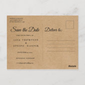 Bewaar de datum kalender gouden hart rustieke kraf briefkaart (Achterkant)