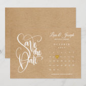 Bewaar de datum kalender gouden hart rustieke kraf kaart (Voorkant / Achterkant)