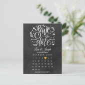 Bewaar de datum kalender gouden hart schoolbord briefkaart (Staand voorkant)