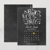 Bewaar de datum kalender gouden hart schoolbord briefkaart (Voorkant / Achterkant)