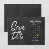 Bewaar de datum kalender gouden hart schoolbord briefkaart (Voorkant / Achterkant)