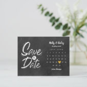 Bewaar de datum kalender gouden hart schoolbord briefkaart (Staand voorkant)