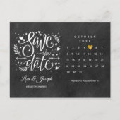 Bewaar de datum kalender gouden hart schoolbord briefkaart (Voorkant)