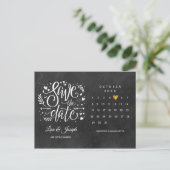 Bewaar de datum kalender gouden hart schoolbord briefkaart (Staand voorkant)