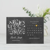 Bewaar de datum kalender gouden hart schoolbord kaart (Staand voorkant)