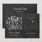 Bewaar de datum kalender gouden hart schoolbord kaart (Voorkant / Achterkant)