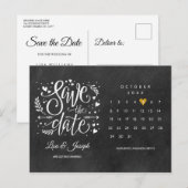 Bewaar de datum kalender gouden liefdeshart school briefkaart (Voorkant / Achterkant)