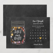 Bewaar de datum kalender hart metselwerk potje kri save the date (Voorkant / Achterkant)