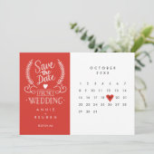 Bewaar de datum kalender rode liefdeshart save the date (Staand voorkant)