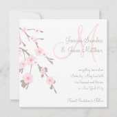 Bewaar de datum kersenbloesem met monogram save the date (Achterkant)