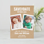 Bewaar de datum kinderfoto's Boho Rustic Kaart (Staand voorkant)