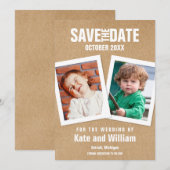 Bewaar de datum kinderfoto's Boho Rustic Kaart (Voorkant / Achterkant)