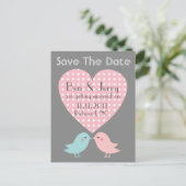 Bewaar de datum Kissing Pop Birds Briefkaart (Staand voorkant)