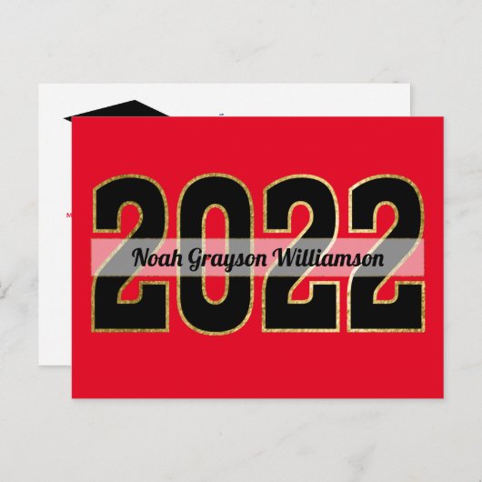 Bewaar de datum Klas van 2022 Rode Budget Afstudee Briefkaart (Voorkant / Achterkant)