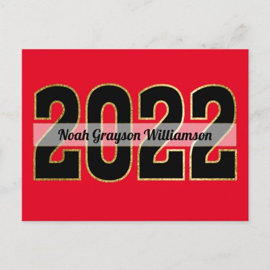 Bewaar de datum Klas van 2022 Rode Budget Afstudee Briefkaart (Voorkant)