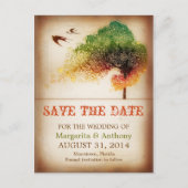 Bewaar de datum Kleurrijke Love Tree briefkaarten (Voorkant)