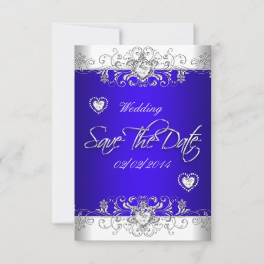 Bewaar de datum Koninklijk blauwe Huwelijk Witte D Save The Date (Voorkant)
