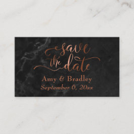 Bewaar de datum | Koperen schrift boven zwart marm Informatiekaartje