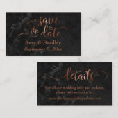 Bewaar de datum | Koperen schrift op zwart marmer Informatiekaartje (Voorkant / Achterkant)