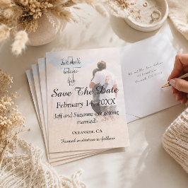 Bewaar de datum koppel gefilterde foto bruiloft save the date
