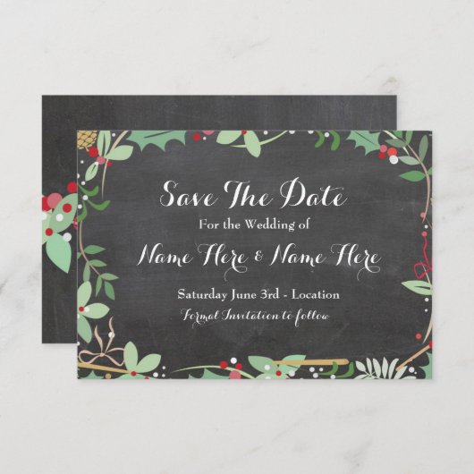 Bewaar de datum Krijt Rustieke Winter Feestdagen B Save The Date (Voorkant / Achterkant)