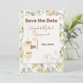 Bewaar de datum landelijk bloemmotief save the date (Staand voorkant)