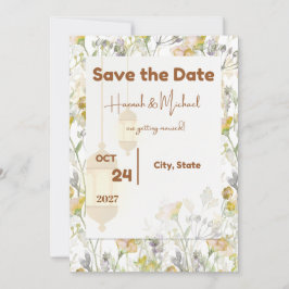 Bewaar de datum landelijk bloemmotief save the date