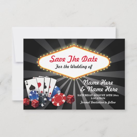 Bewaar de datum Las Vegas Casino Kaarten Dice (Voorkant)